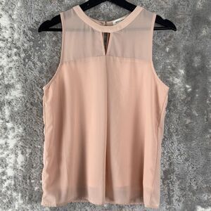 Monteau Size S Keyhole Sleeveless Top Peachy Button Casual Round Neck Blouse